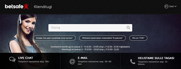Betsafe casino customer support.